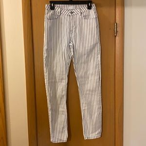 ASOS Ridley High Rise Striped Jeans White 30 x 32